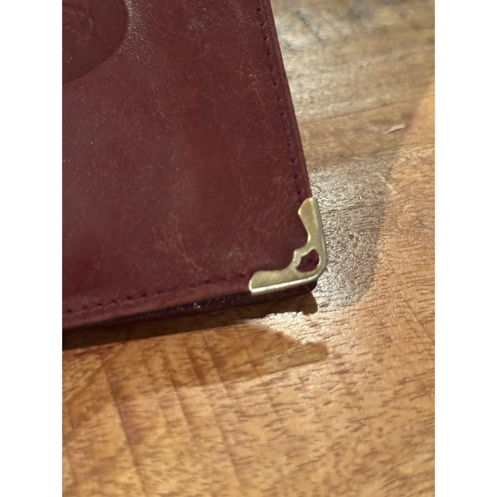 Authentic Cartier Must De Cartier Burgundy Leather Wallet Bifold Vintage France